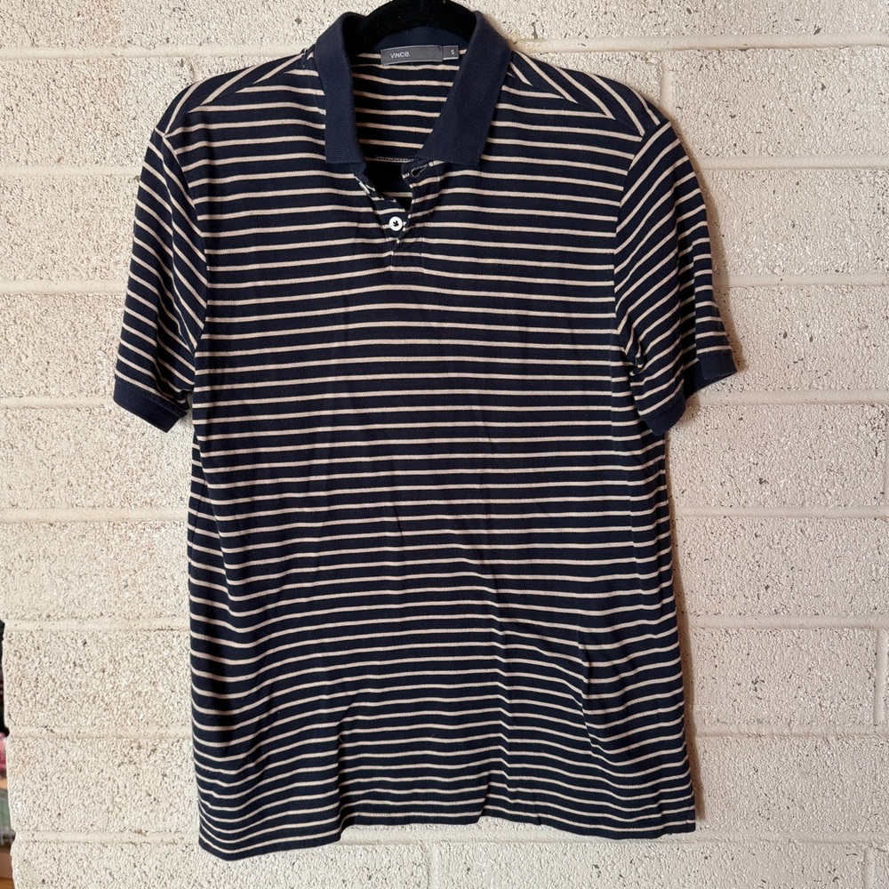Vince Stripe Polo Shirt Small